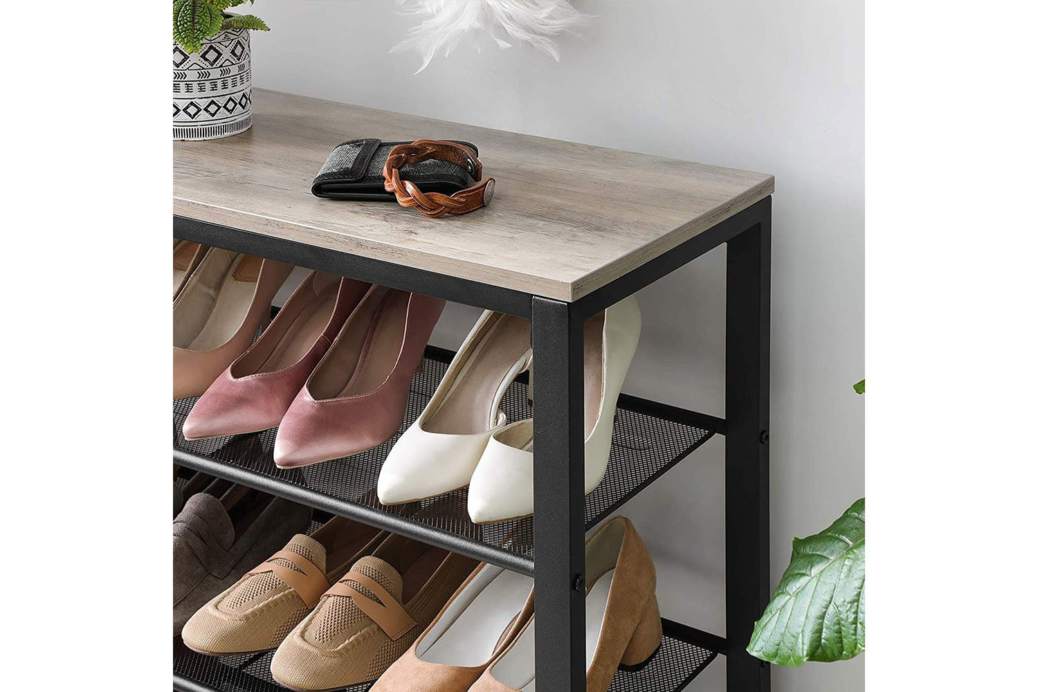 Vasagle Mesh Shelves Shoe Organizer | Greige & Black-4
