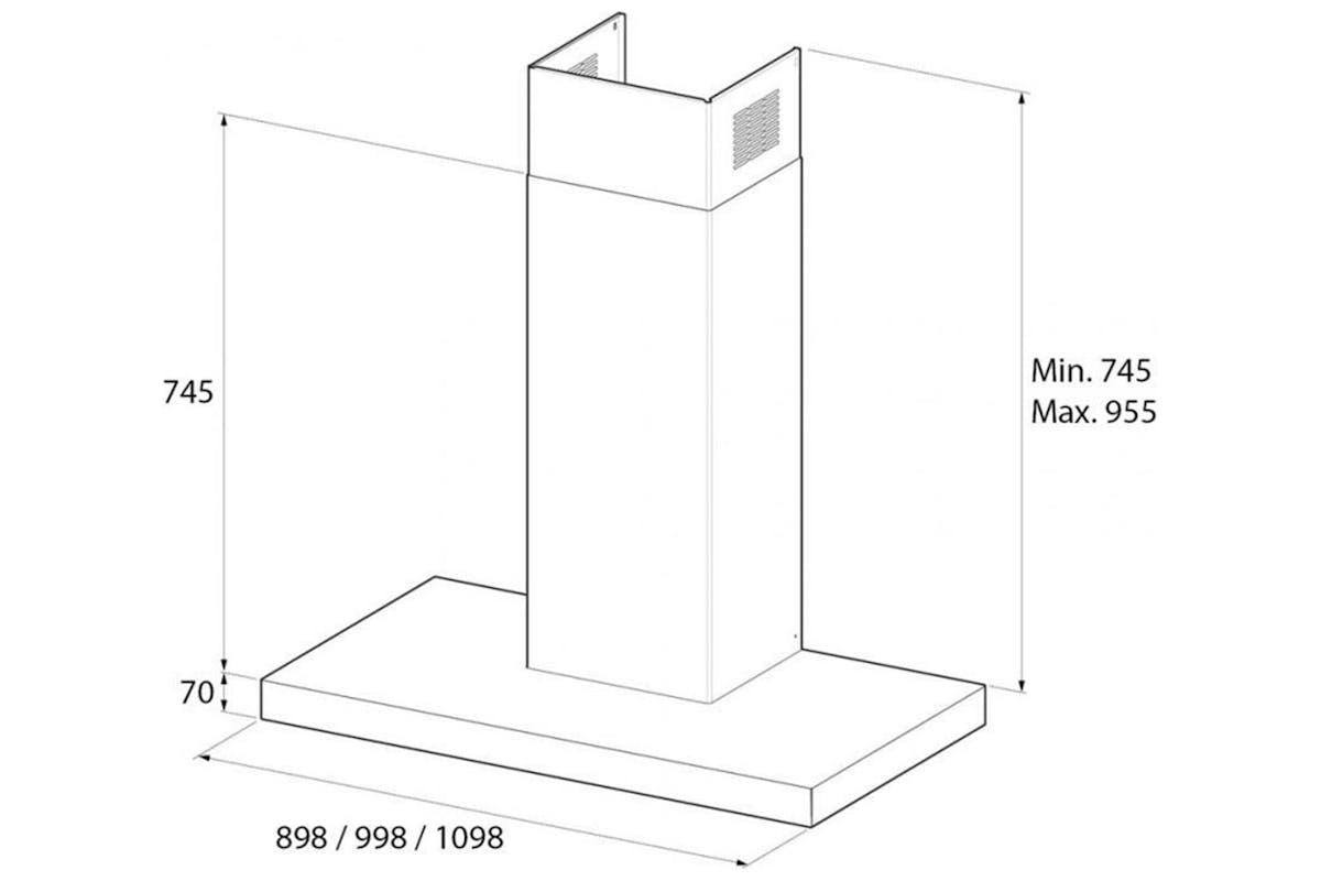 Rangemaster 110cm Flat Chimney Hood | UNBHDS110BL-2