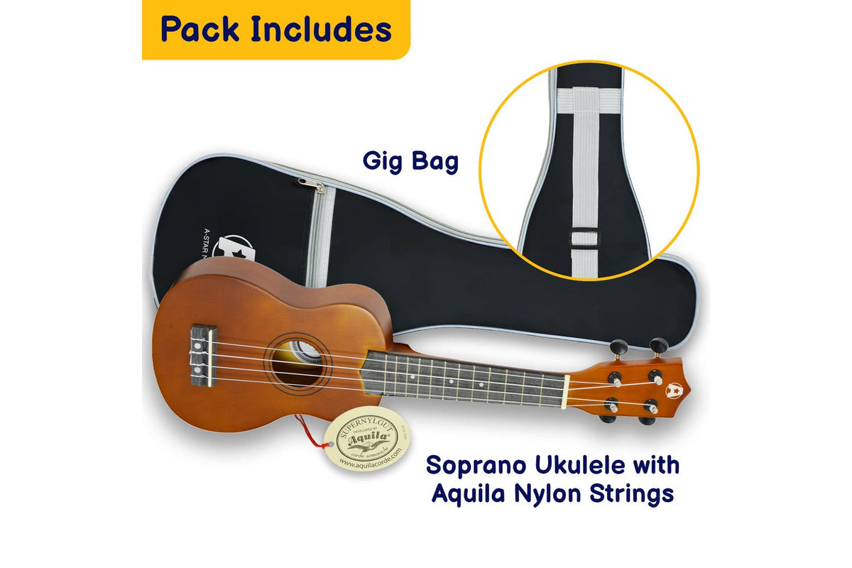 A-star Soprano Ukulele With Bag - Natural-3