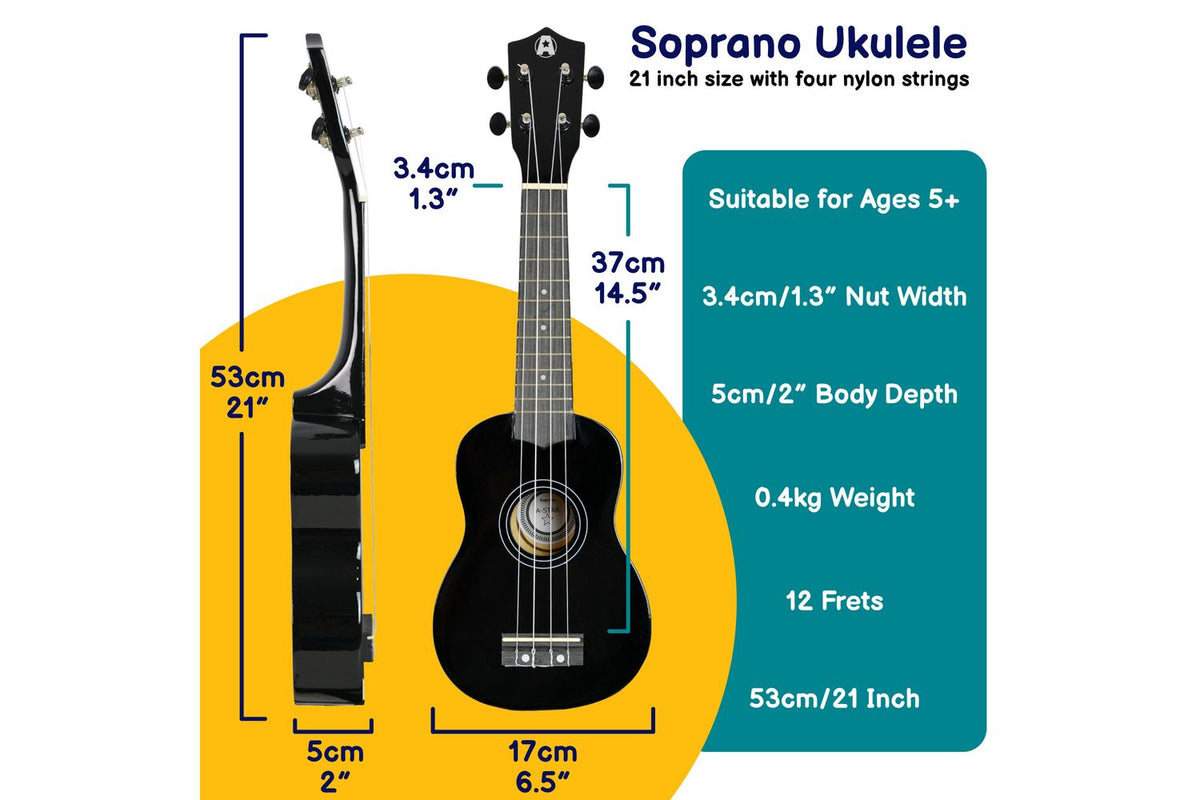 A-star Rocket Series Soprano Ukulele With Bag - Black-2