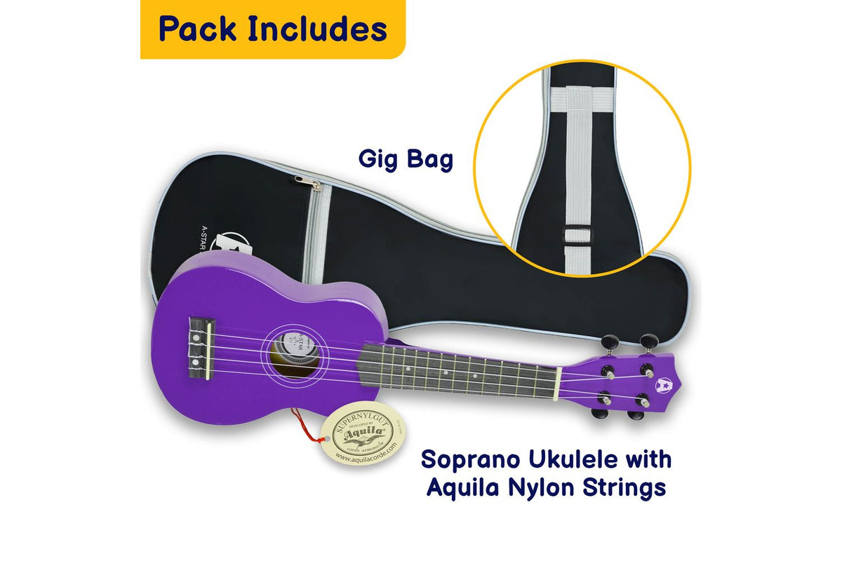 A-star Rocket Series Soprano Ukulele With Bag - Purple-3
