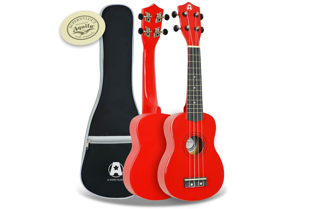 A-star Rocket Series Soprano Ukulele With Bag - Red