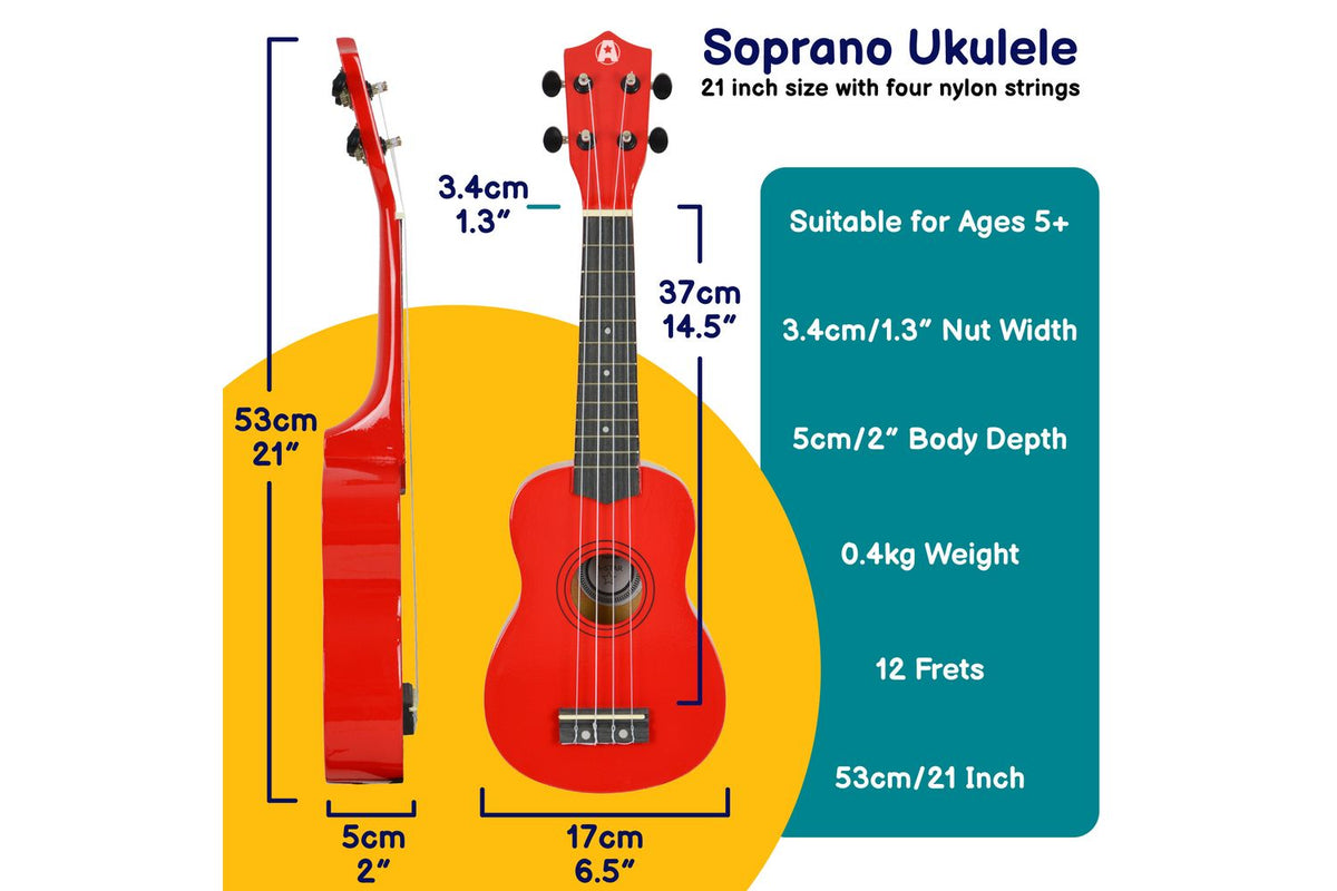 A-star Rocket Series Soprano Ukulele With Bag - Red-2
