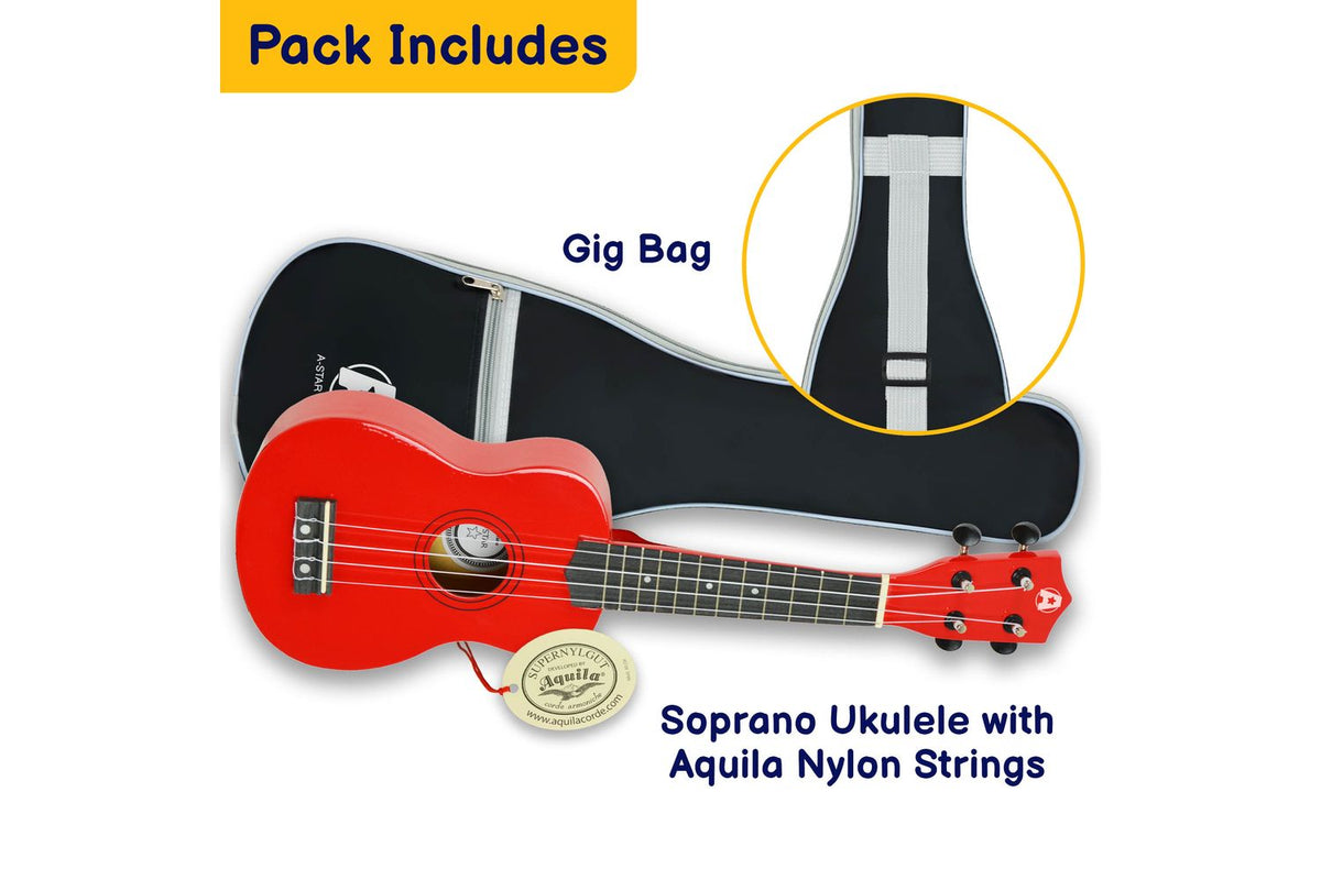 A-star Rocket Series Soprano Ukulele With Bag - Red-3