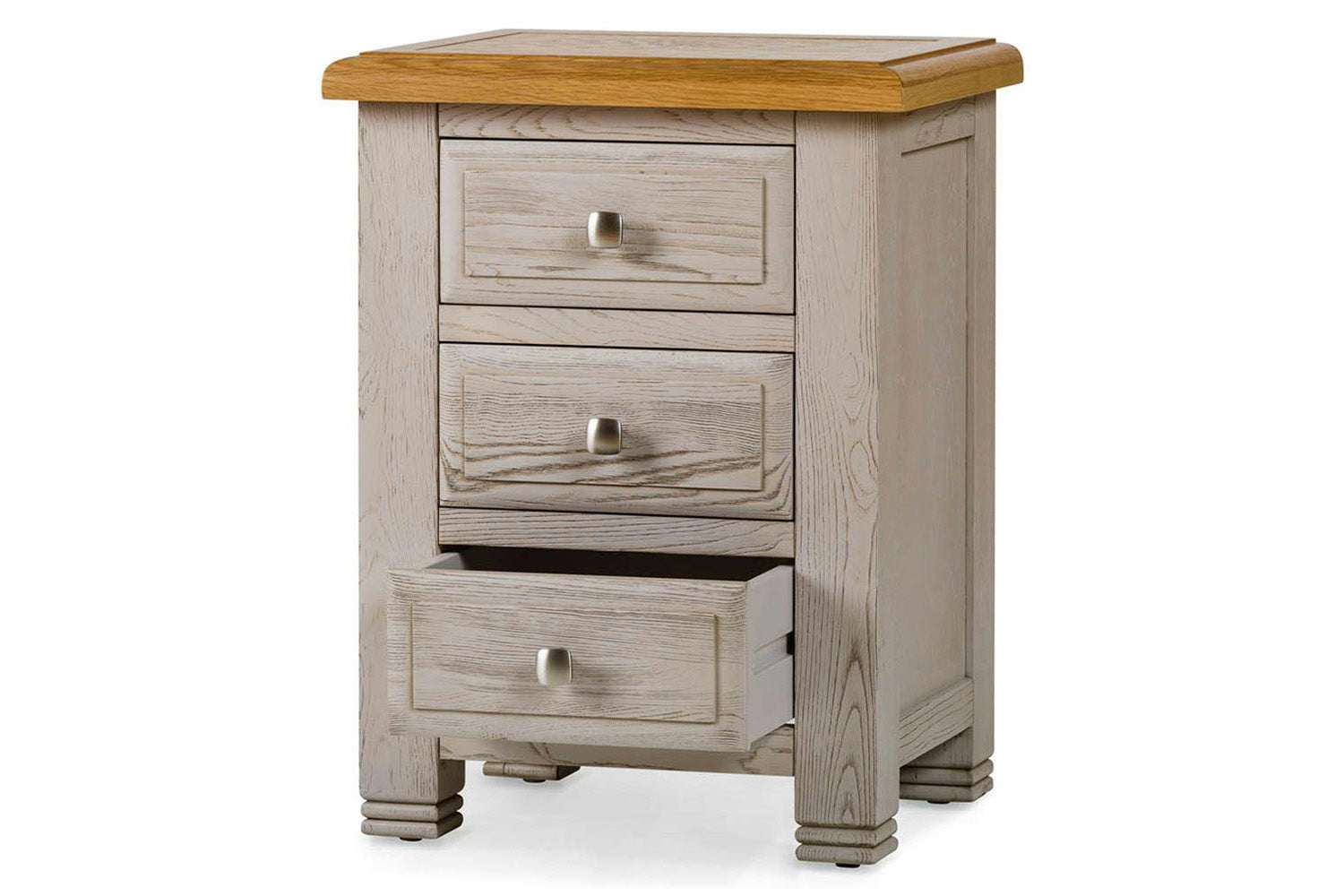 Lancaster Bedside Locker | 3 Drawer | Aged Grey/Oak-5