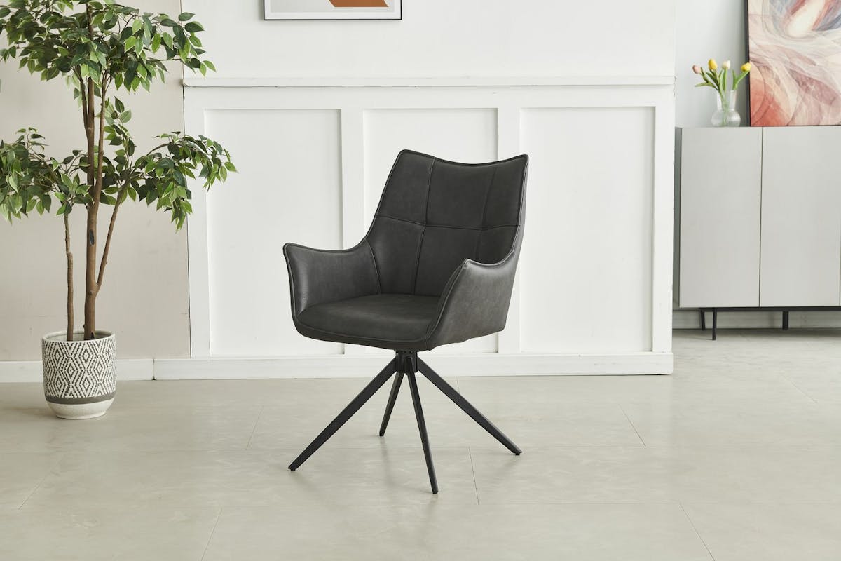 Vito Dining Chairs | Leather | Black | Set of 2-2