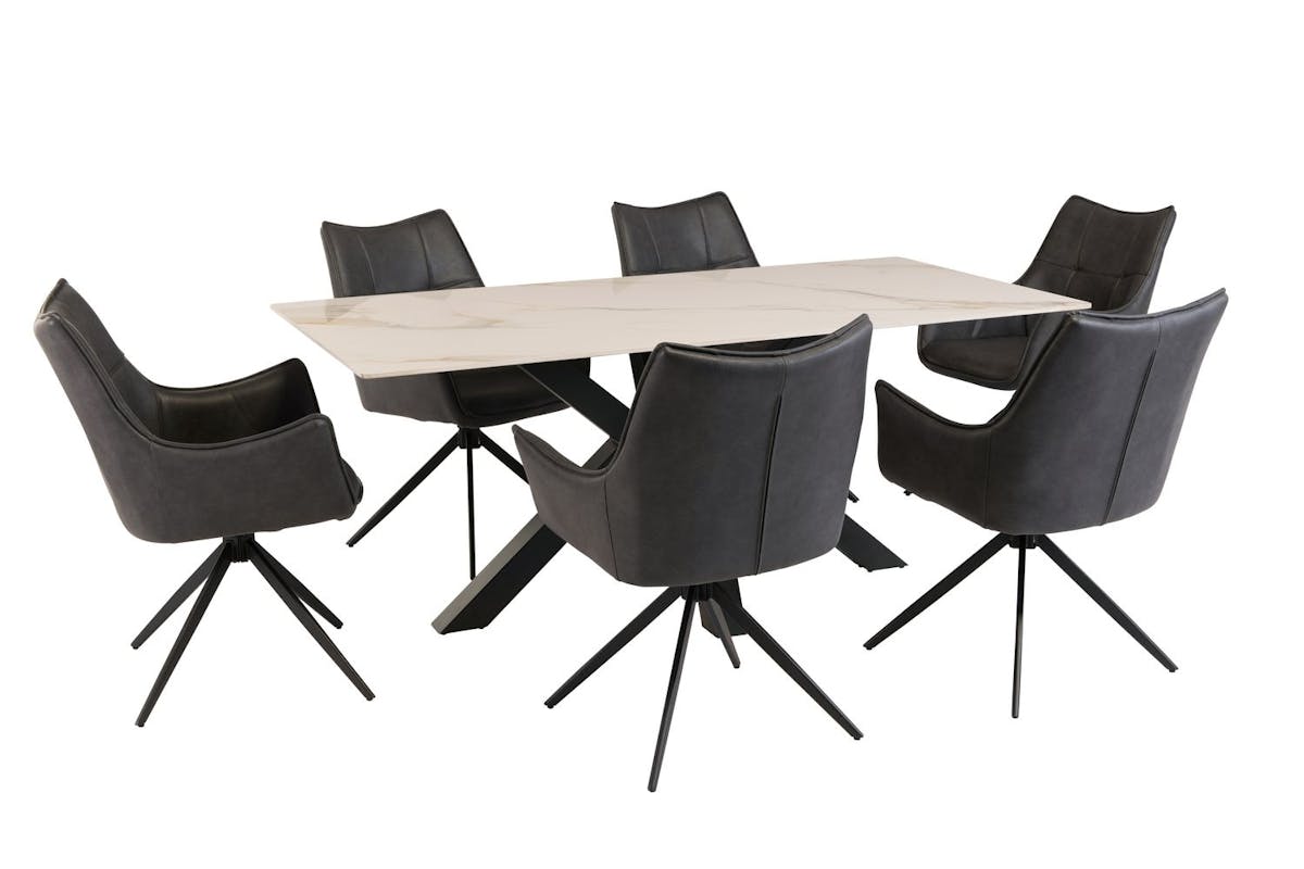Vito Dining Chairs | Leather | Black | Set of 2-4