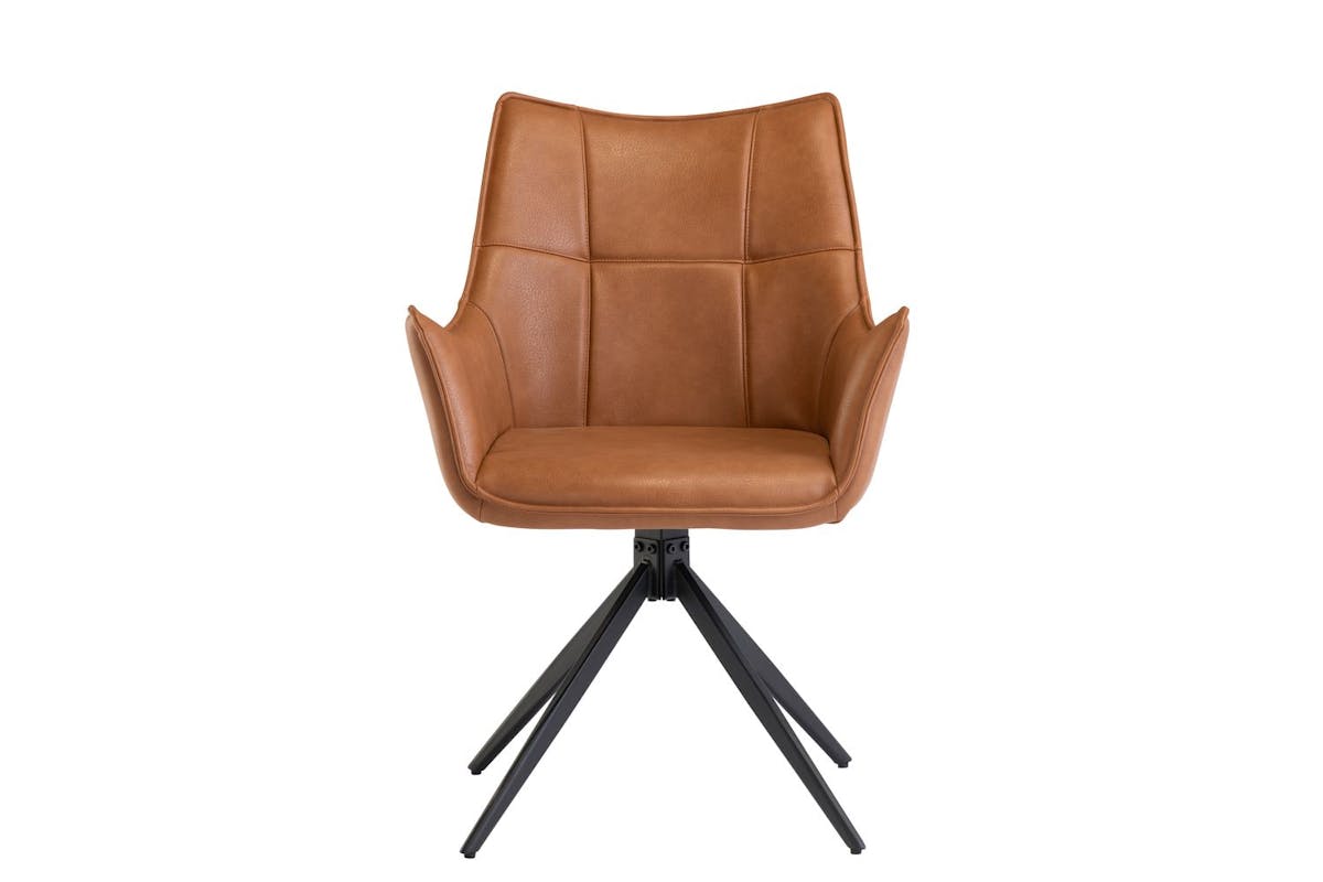 Luxury Vito Dining Chairs | Leather | Brown | Set of 2