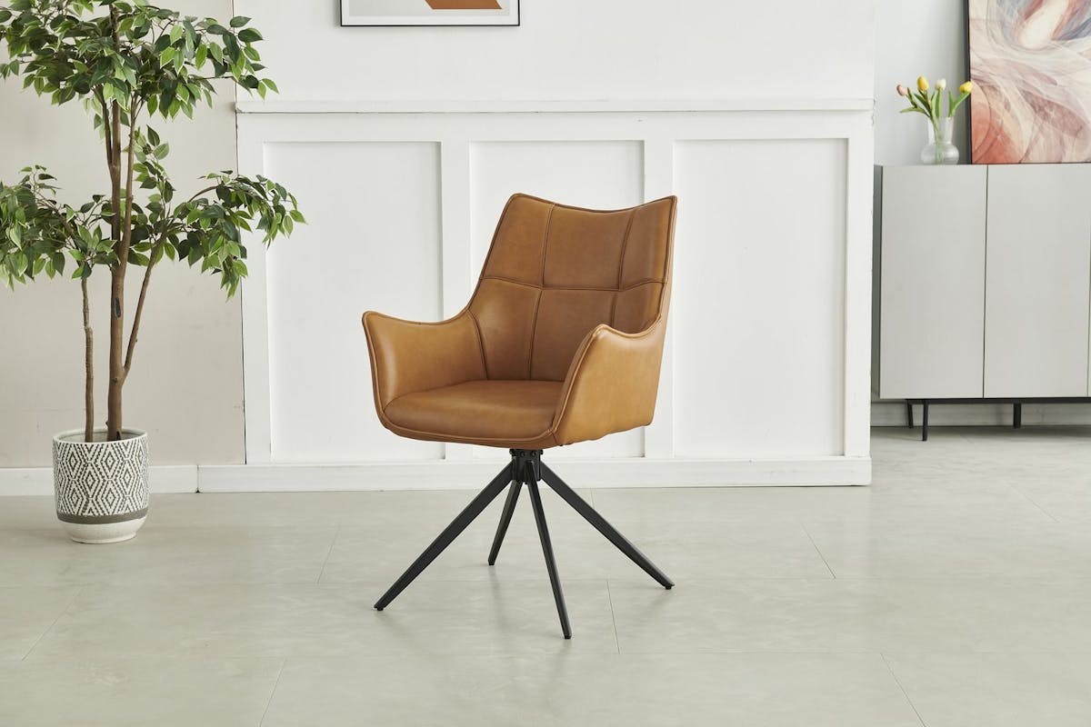 Luxury Vito Dining Chairs | Leather | Brown | Set of 2-2