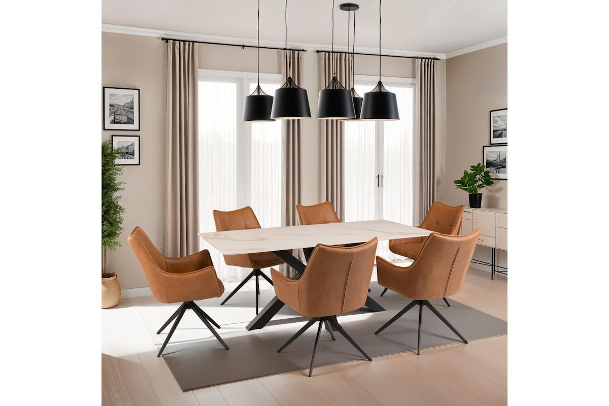 Luxury Vito Dining Chairs | Leather | Brown | Set of 2-3