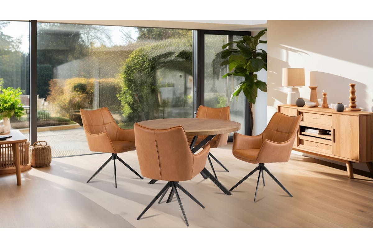Luxury Vito Dining Chairs | Leather | Brown | Set of 2-5