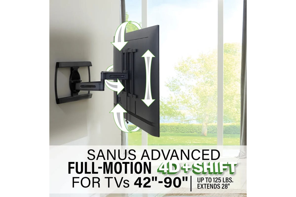 Sanus Advanced Full-Motion 4D Shift for TV Wall Mount 42" – 90" TVs | VLF928-B2-4