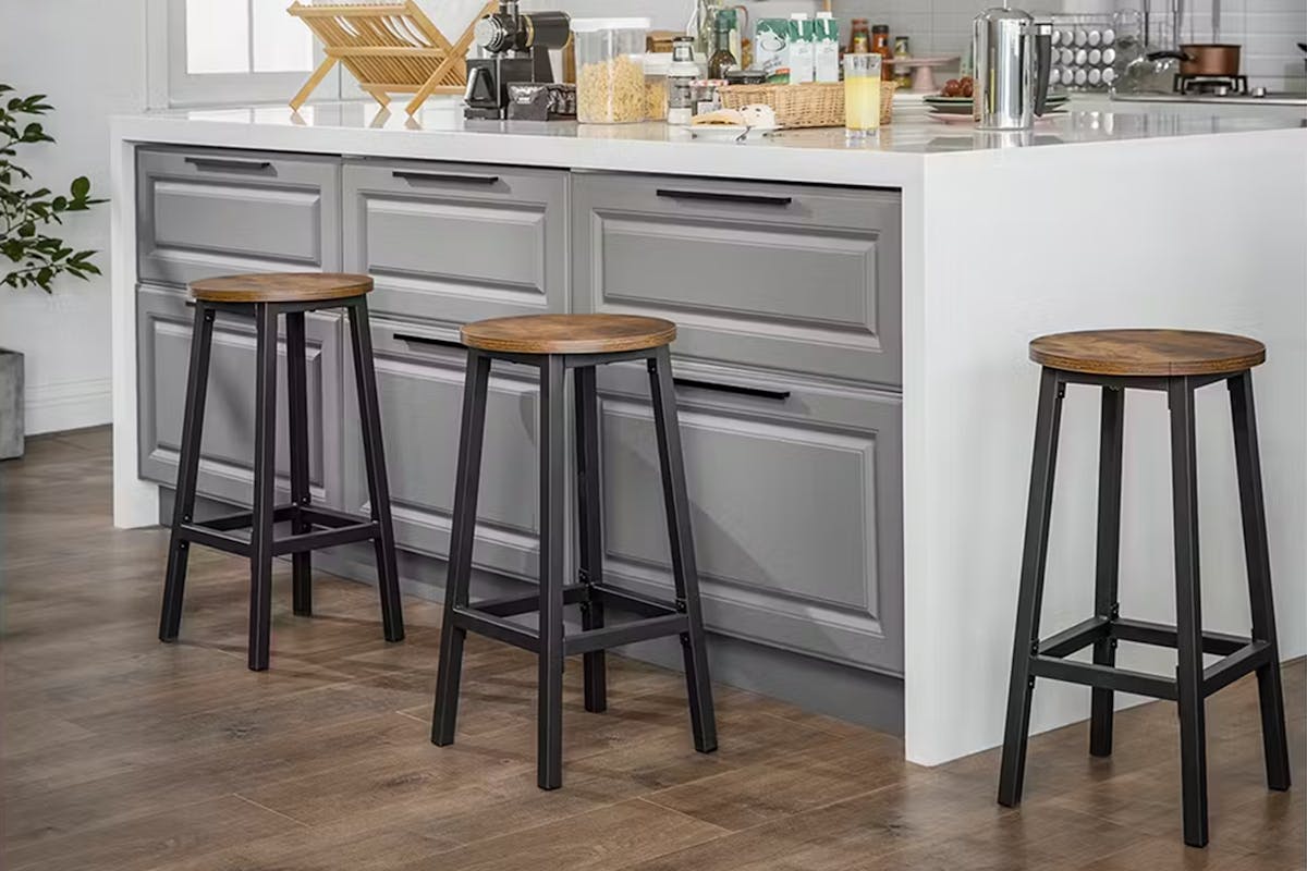 Vasagle Bar Stools | Rustic Brown/Black | Set of 2-2