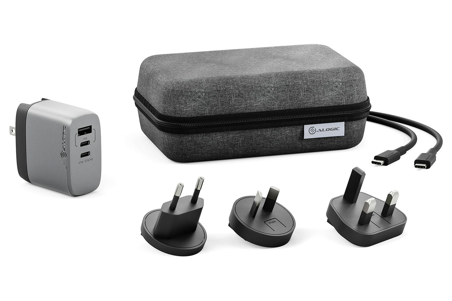Alogic 67W 3 Port Rapid Power Multi-Country Travel Gan Charger-7