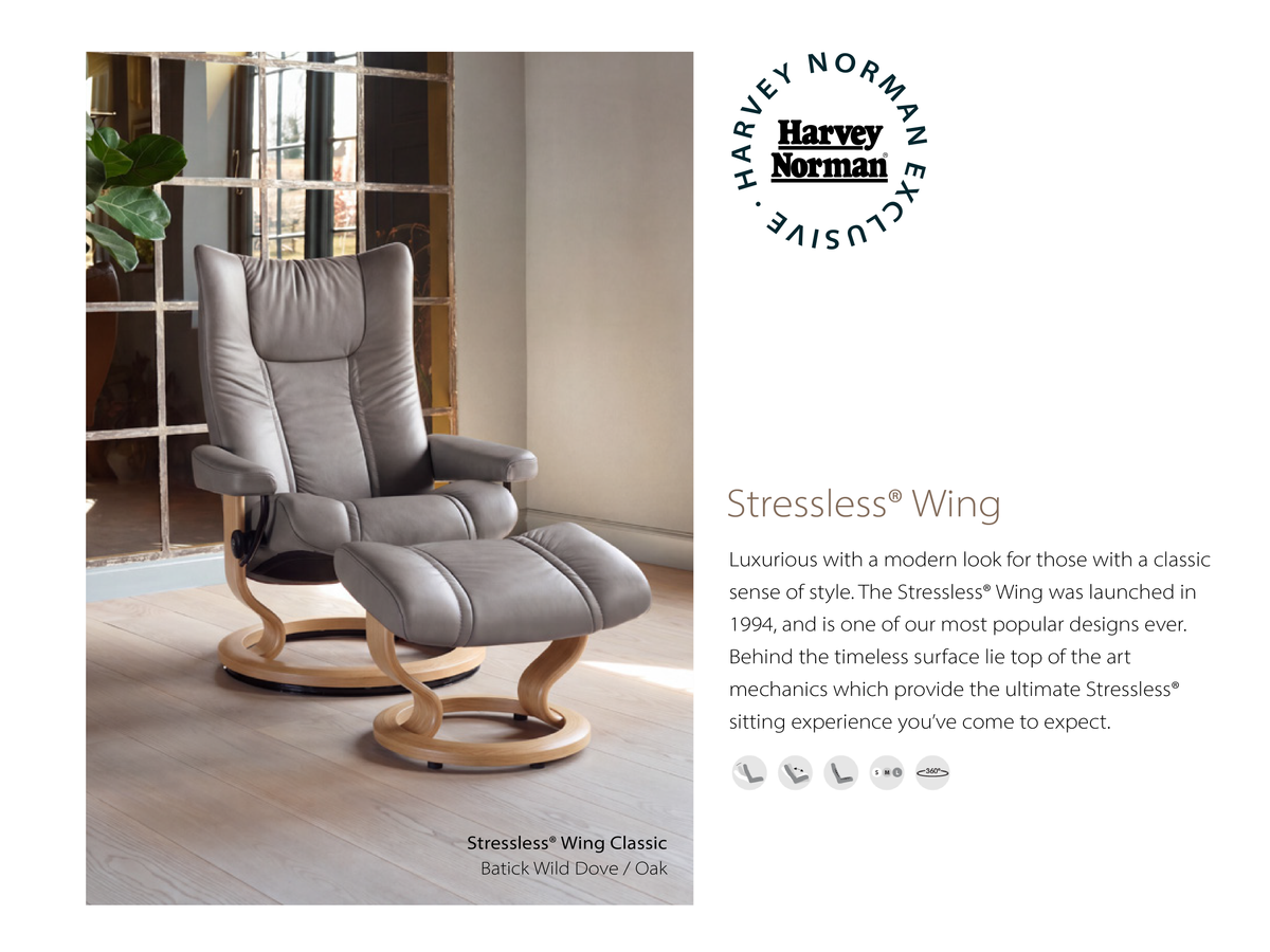 Stressless® Wing Recliner with Footstool | Leather | Dove-2