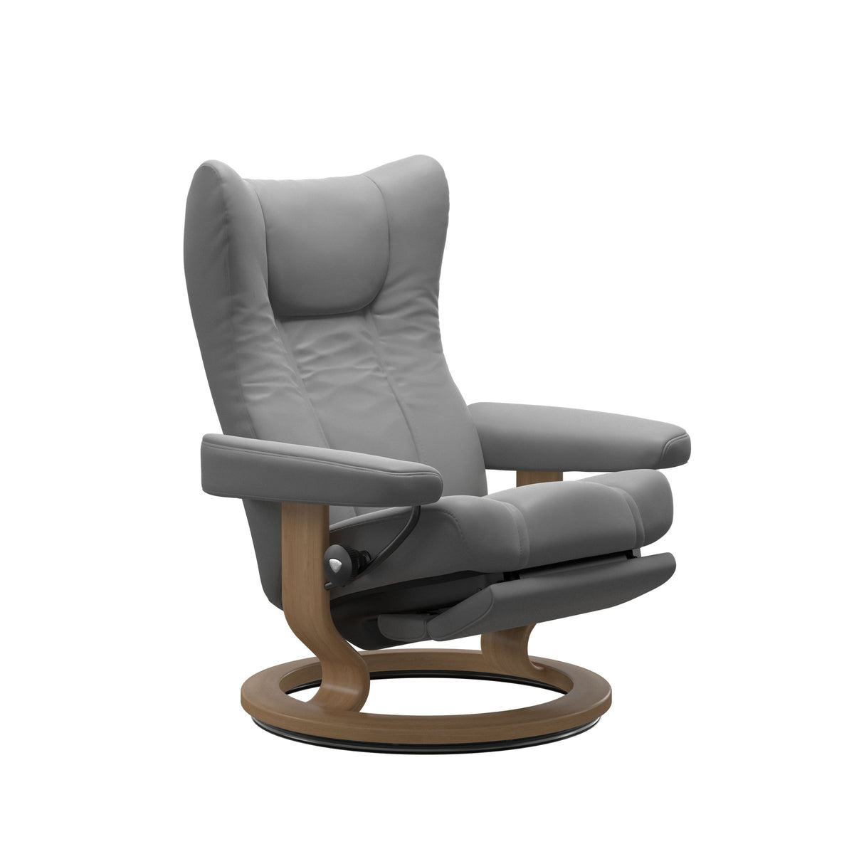Stressless Wing Recliner Classic Base with Footstool | Leather | Dove-16
