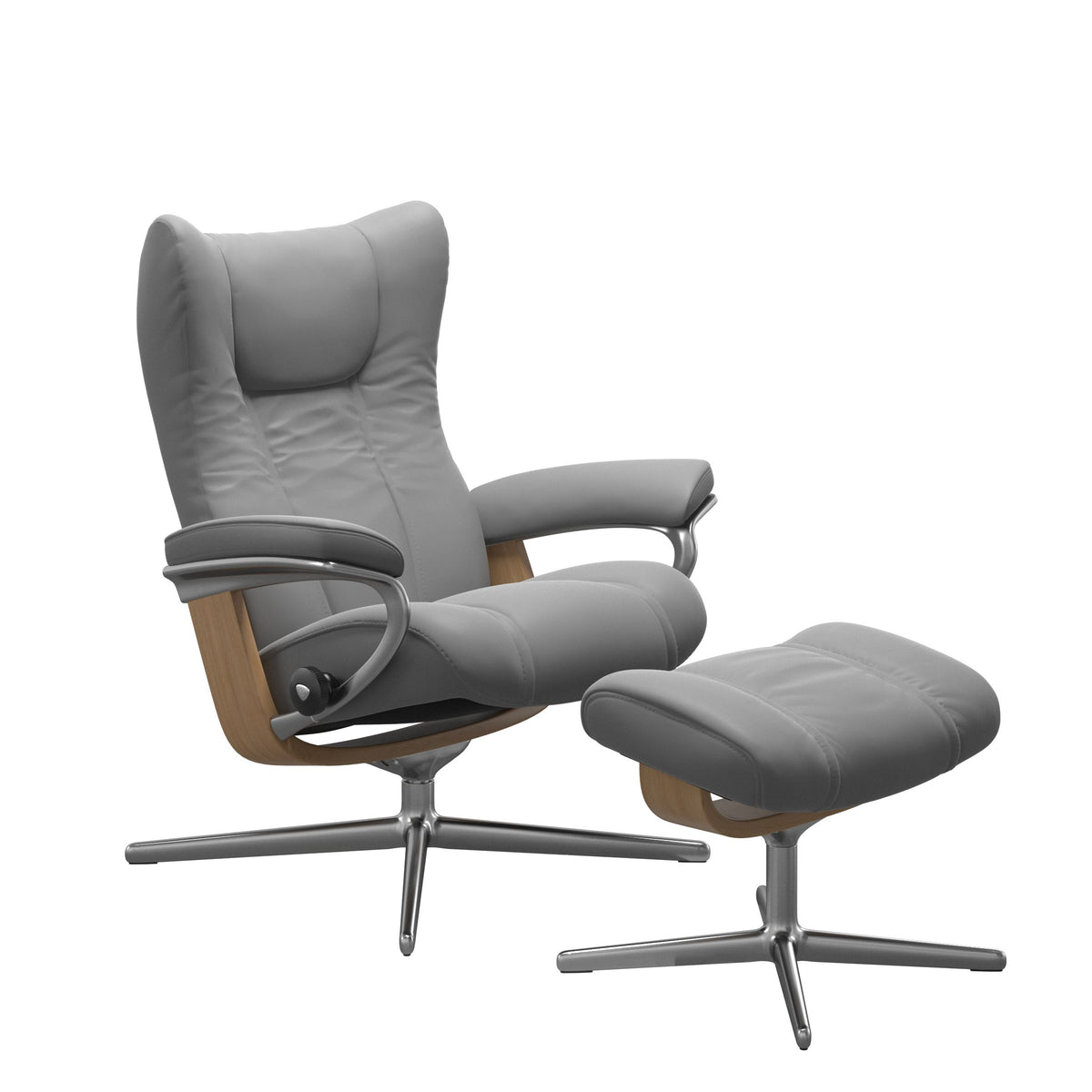 Stressless Wing Recliner Classic Base with Footstool | Leather | Dove-15
