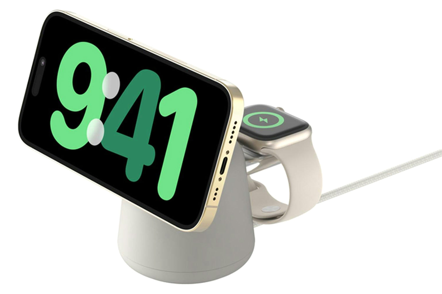 Belkin BoostCharge Pro 15W 2-in-1 Wireless Charging Dock with MagSafe | White