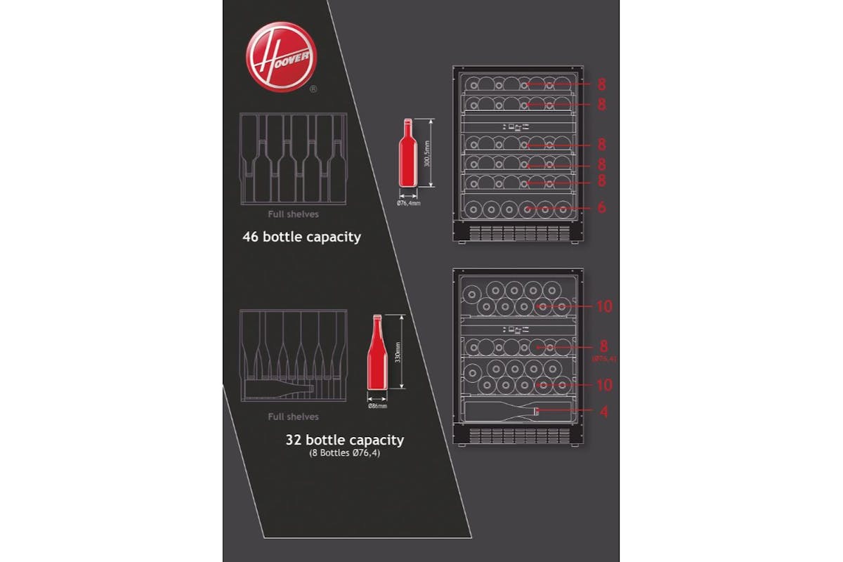 Hoover Freestanding 46 Bottles Wine Cooler | HWCB60UK/N-5