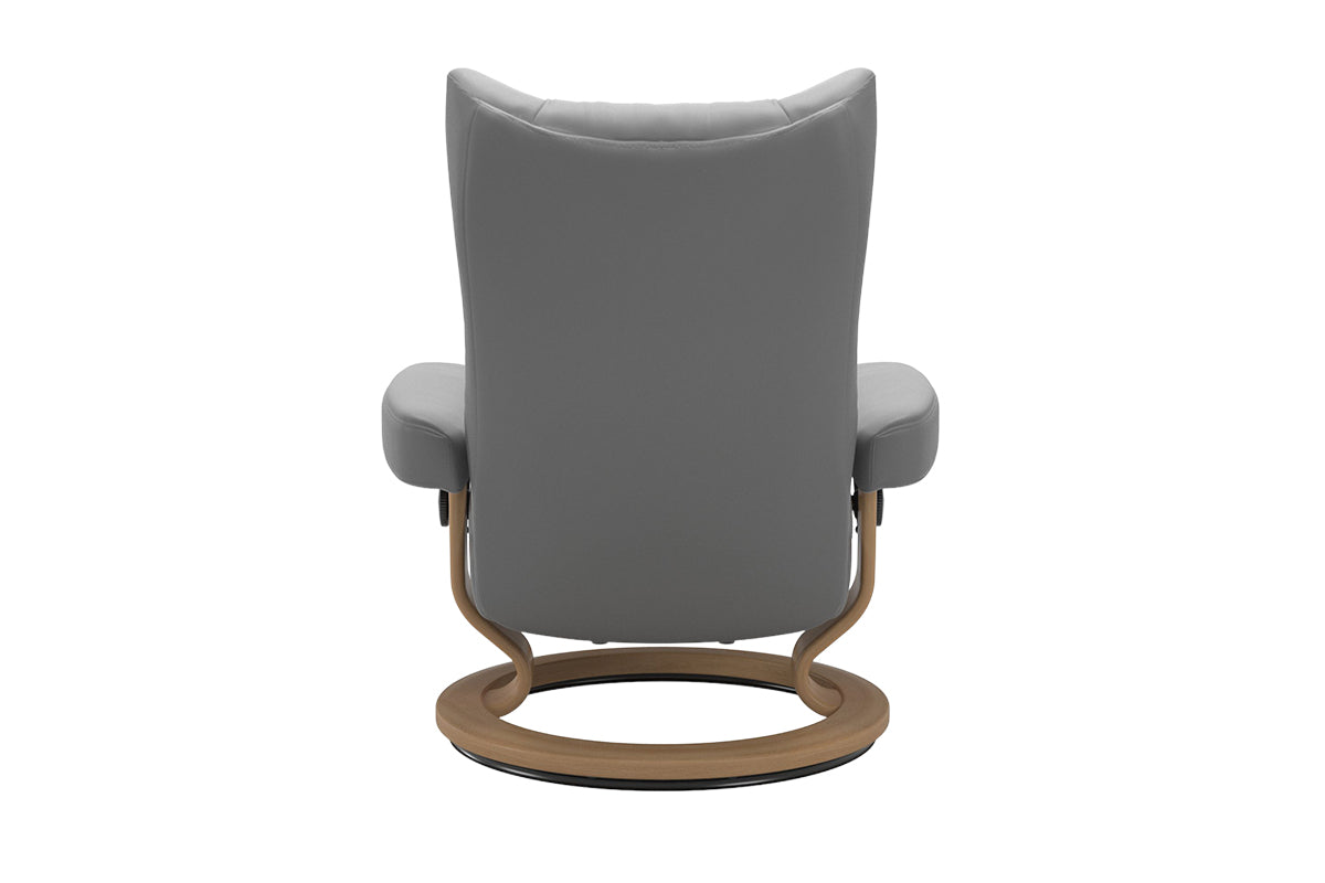 Wing Armchair with Footstool | Static Recliner | Leather | Dove-3