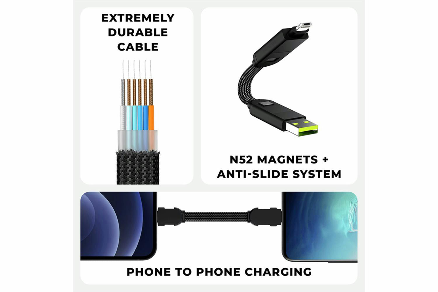 Rolling Square InCharge X Cable | Lava Black-8