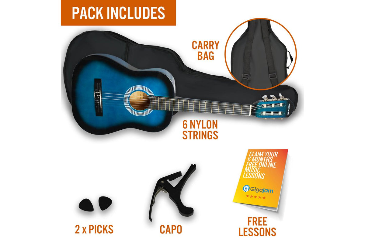 3rd Avenue Rocket 34 Classical Guitar Pack - Blueburst-3