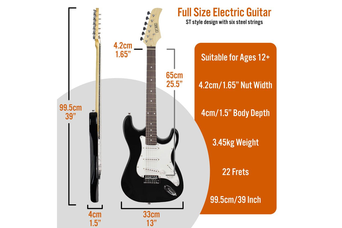 3rd Avenue 44 Size Electric Guitar - Black-2