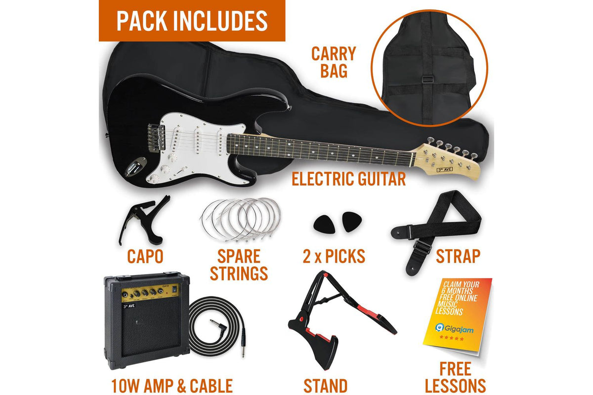 3rd Avenue 44 Size Electric Guitar Pack - Black-3