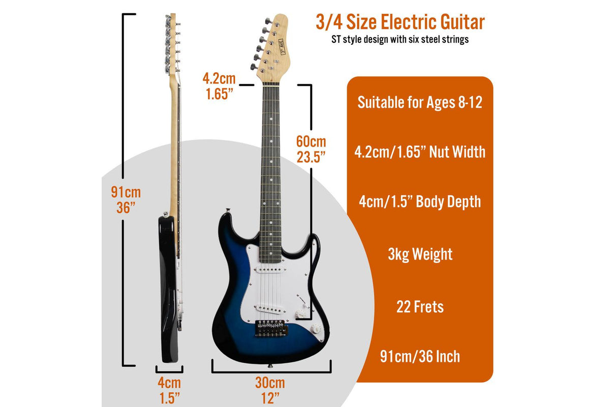 3rd Avenue 34 Size Electric Guitar Pack - Blueburst-2