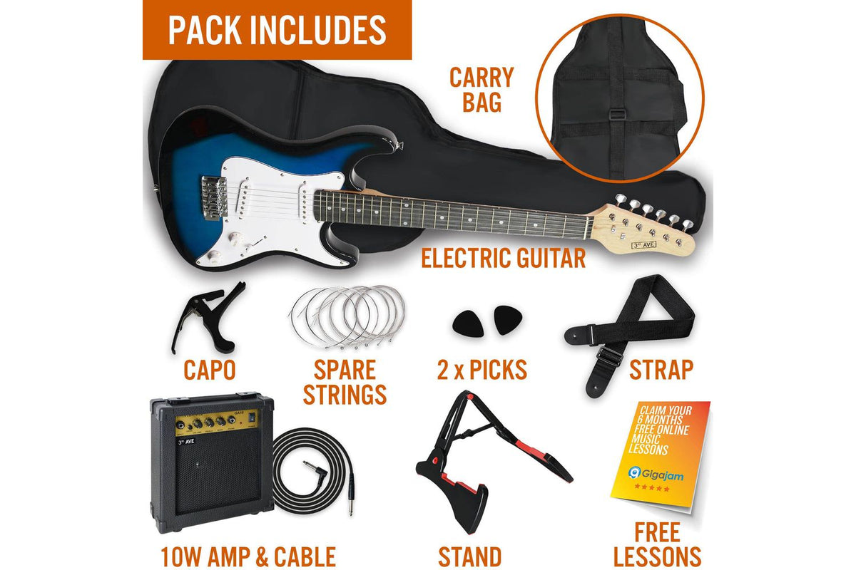 3rd Avenue 34 Size Electric Guitar Pack - Blueburst-3