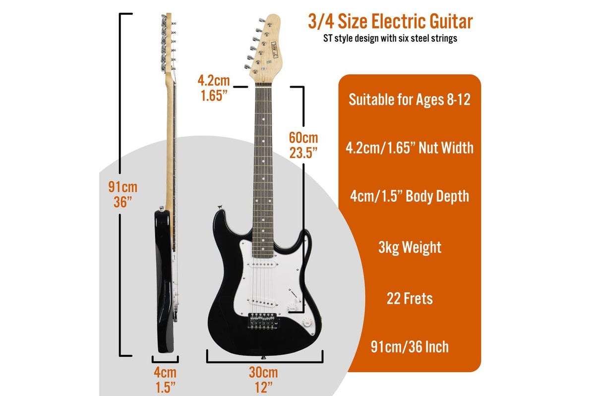 3rd Avenue Rocket Series 34 Electric Guitar - Black-2
