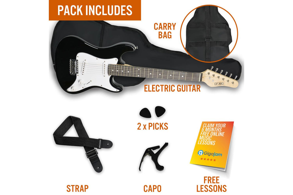 3rd Avenue Rocket Series 34 Electric Guitar - Black-3