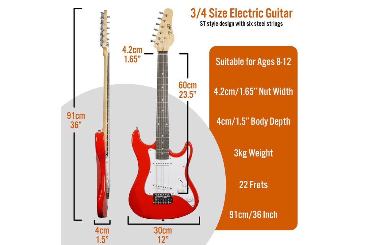 3rd Avenue 34 Size Electric Guitar Pack - Red-2