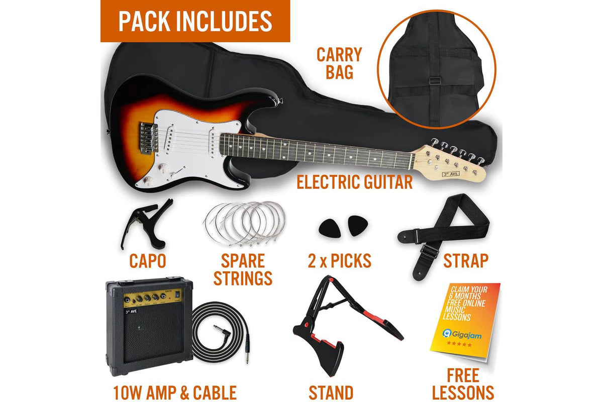 3rd Avenue 34 Size Electric Guitar Pack - Sunburst-3
