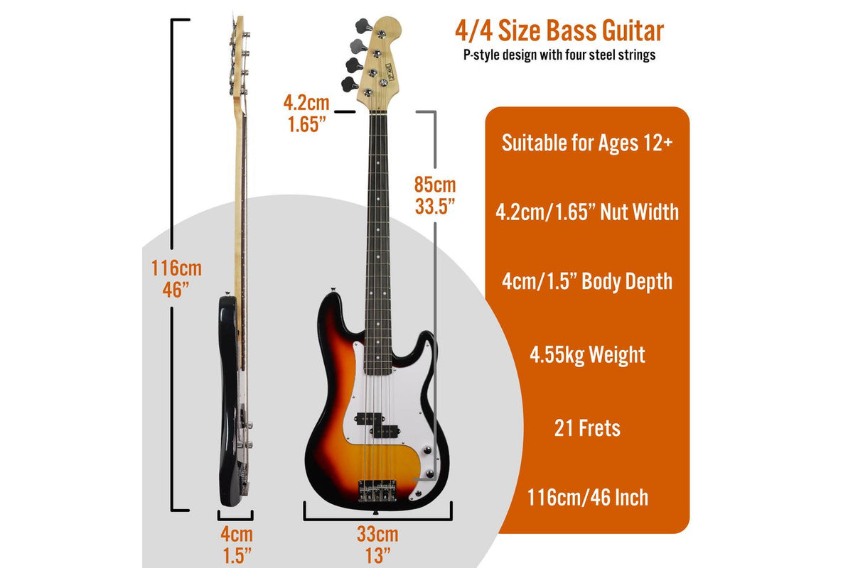 3rd Avenue Bass Guitar Pack - Sunburst-2