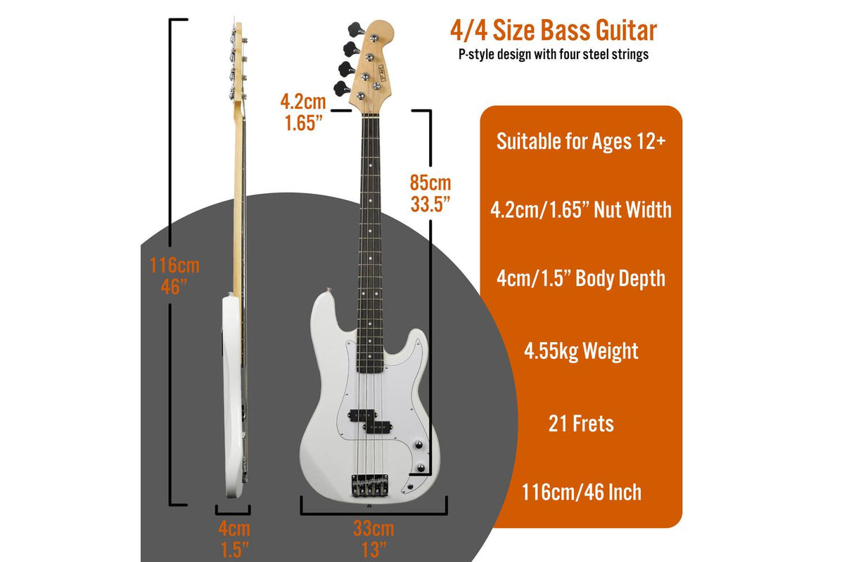 3rd Avenue Bass Guitar Pack - White-2