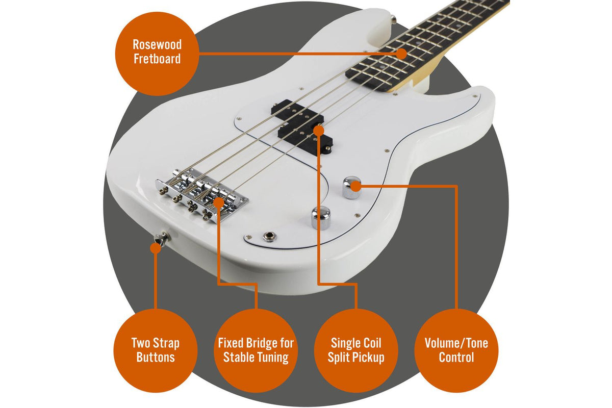 3rd Avenue Bass Guitar Pack - White-4