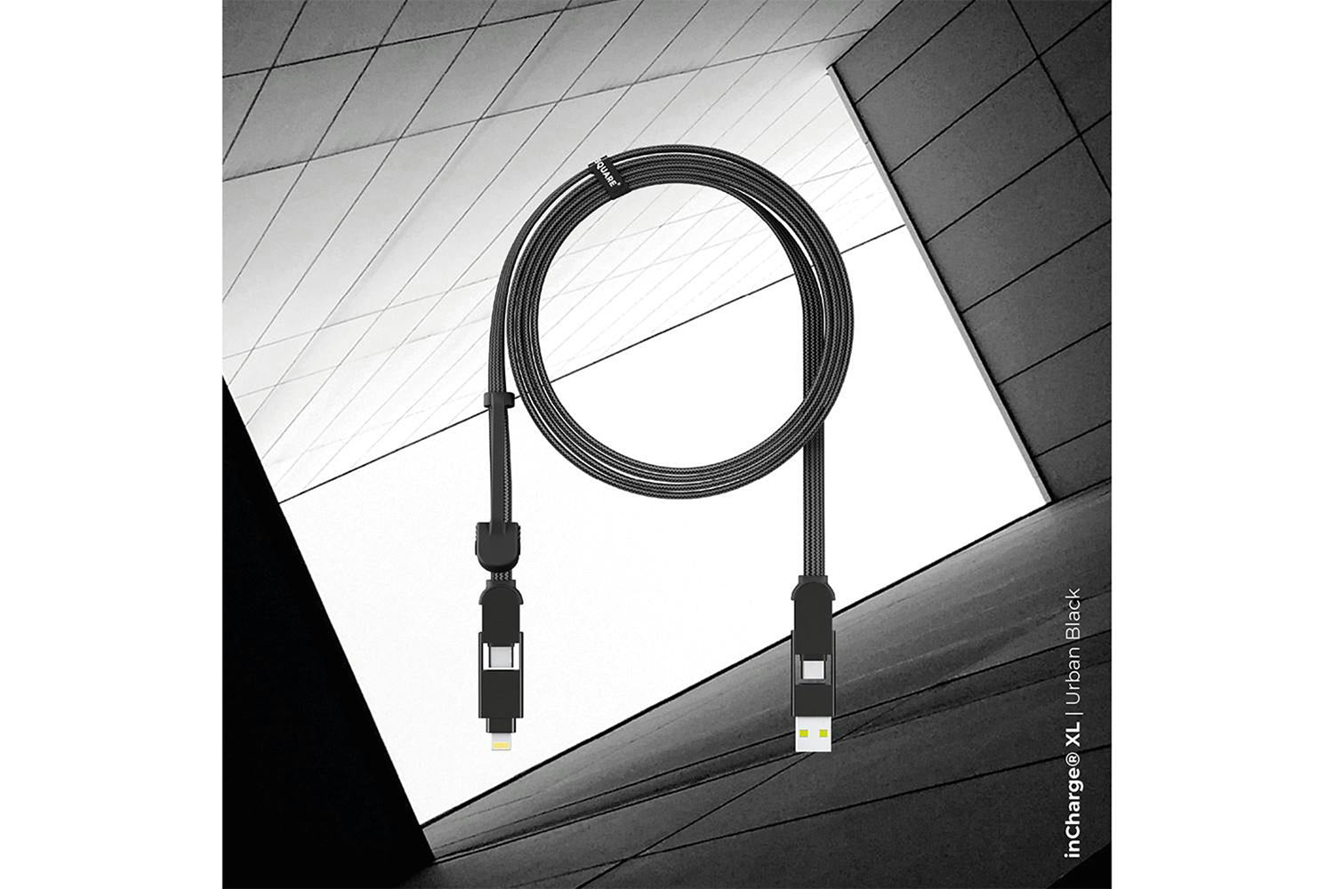 Rolling Square inCharge XL Cable | Urban Black | 2m-3