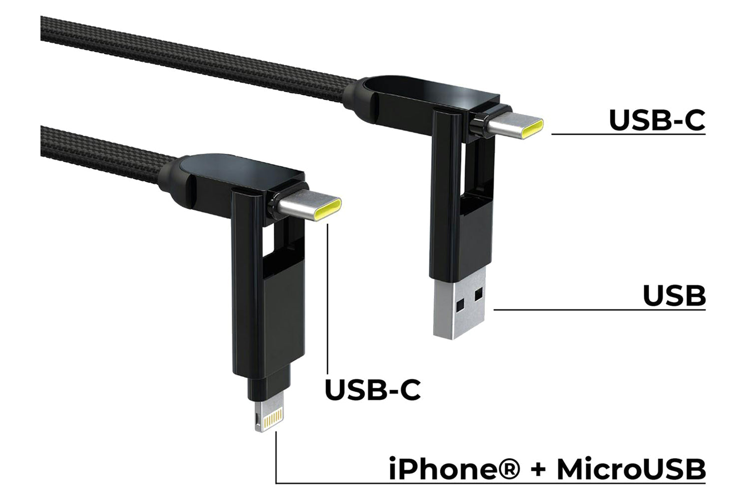 Rolling Square inCharge XL Cable | Urban Black | 2m-4