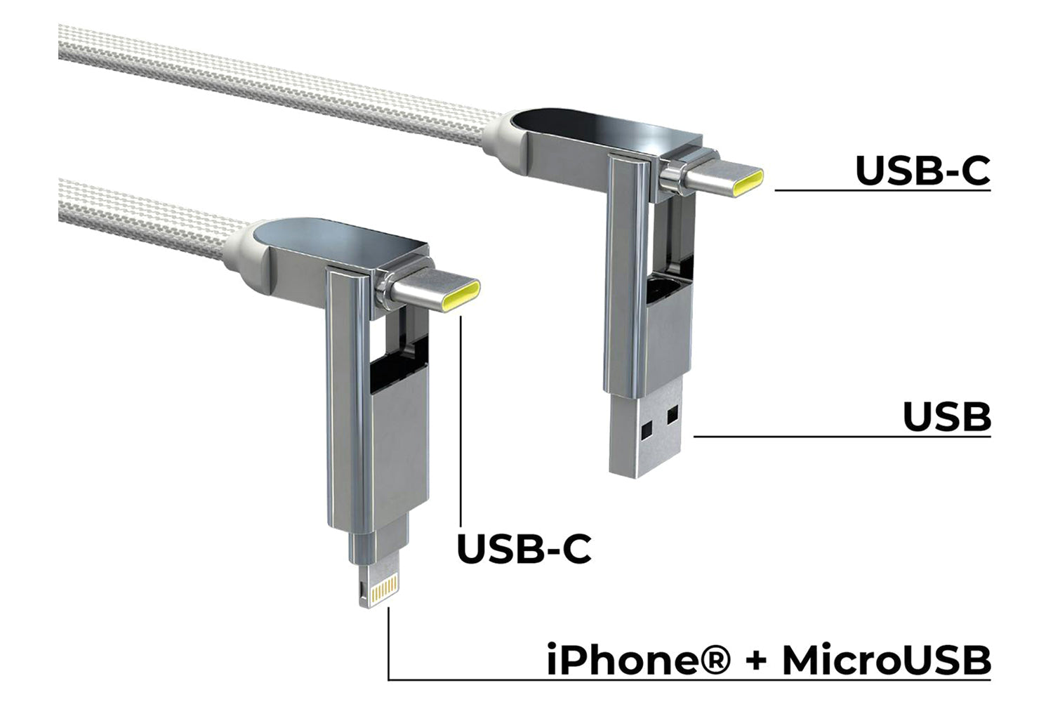 Rolling Square inCharge XL Cable | Glacier White | 2m-3