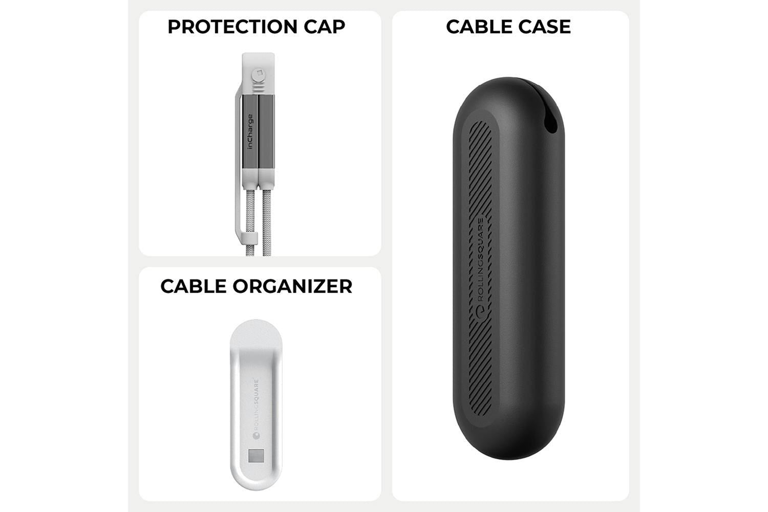 Rolling Square inCharge XL Cable | Glacier White | 2m-4