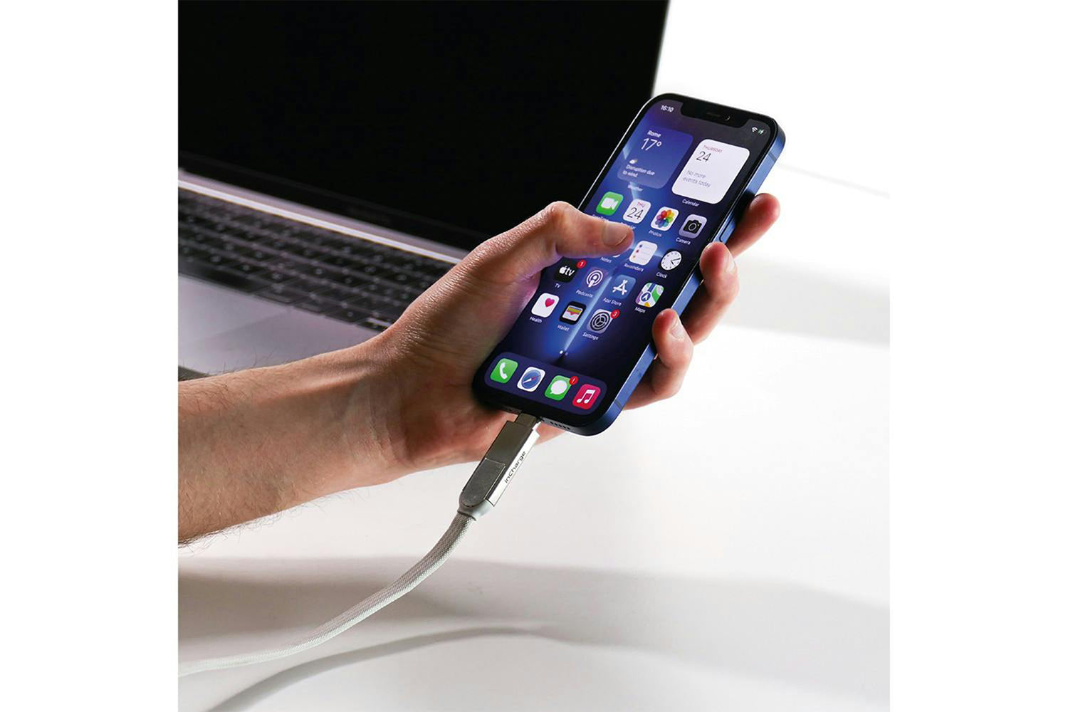Rolling Square inCharge XL Cable | Glacier White | 2m-2