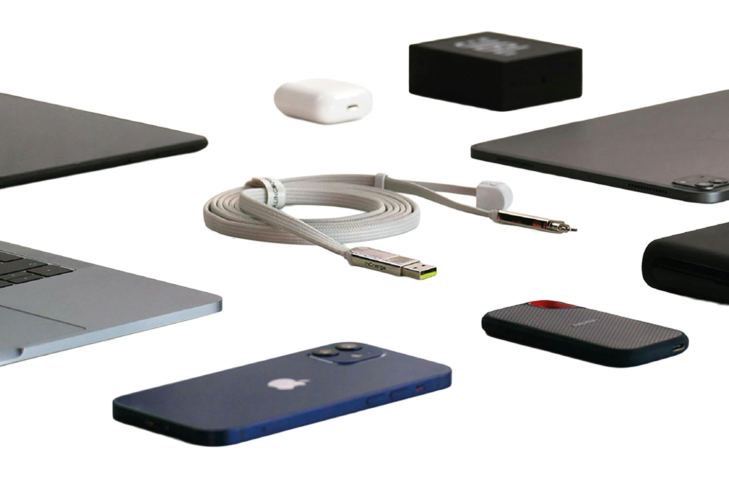 Rolling Square inCharge XL Cable | Glacier White | 2m-5