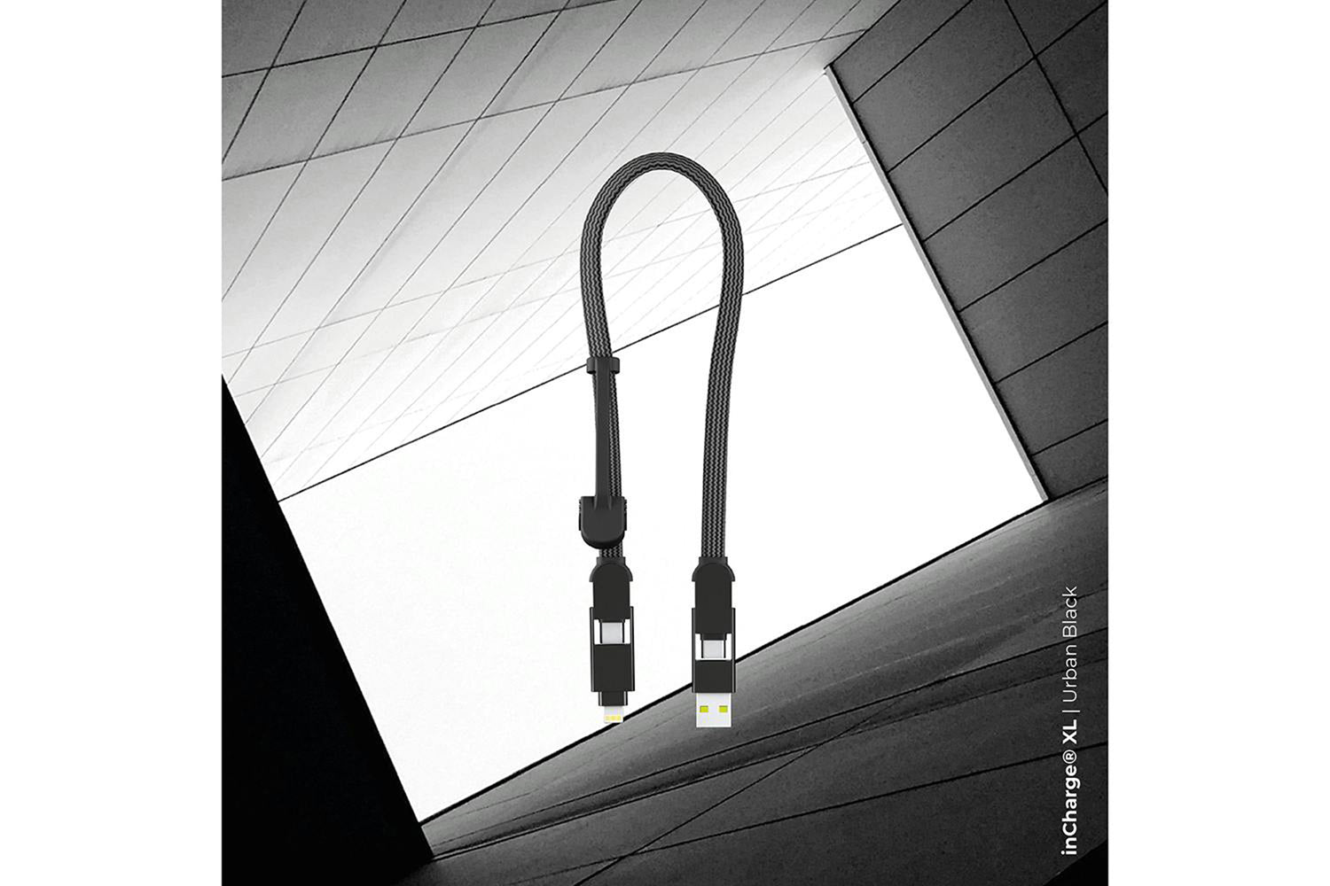 Rolling Square inCharge XL Cable | Urban Black | 0.3m-3