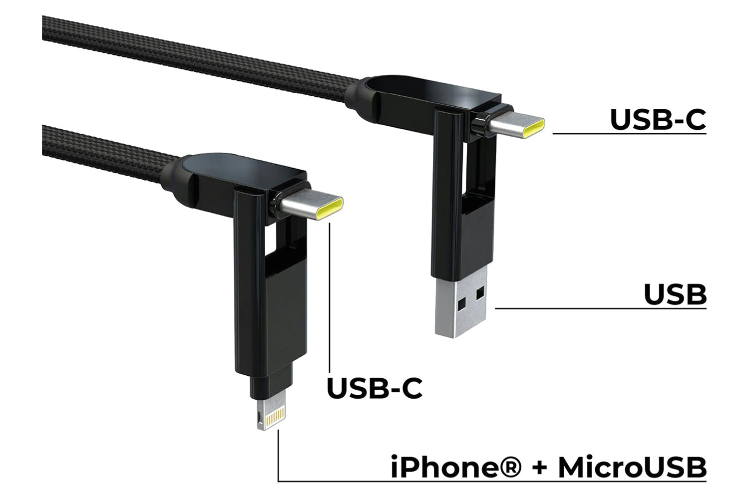 Rolling Square inCharge XL Cable | Urban Black | 0.3m-4