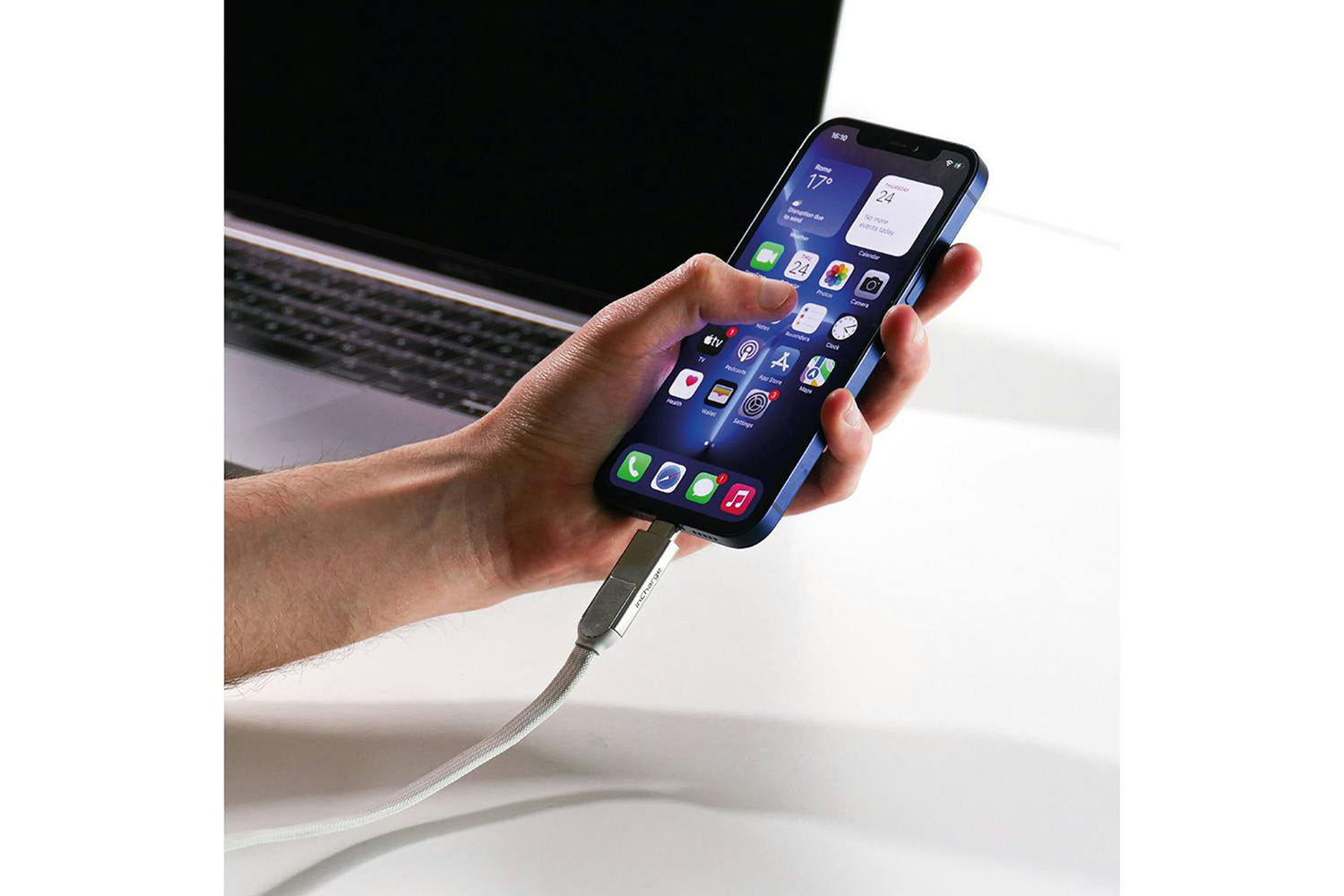 Rolling Square inCharge XL Cable | Glacier White | 0.3m-2