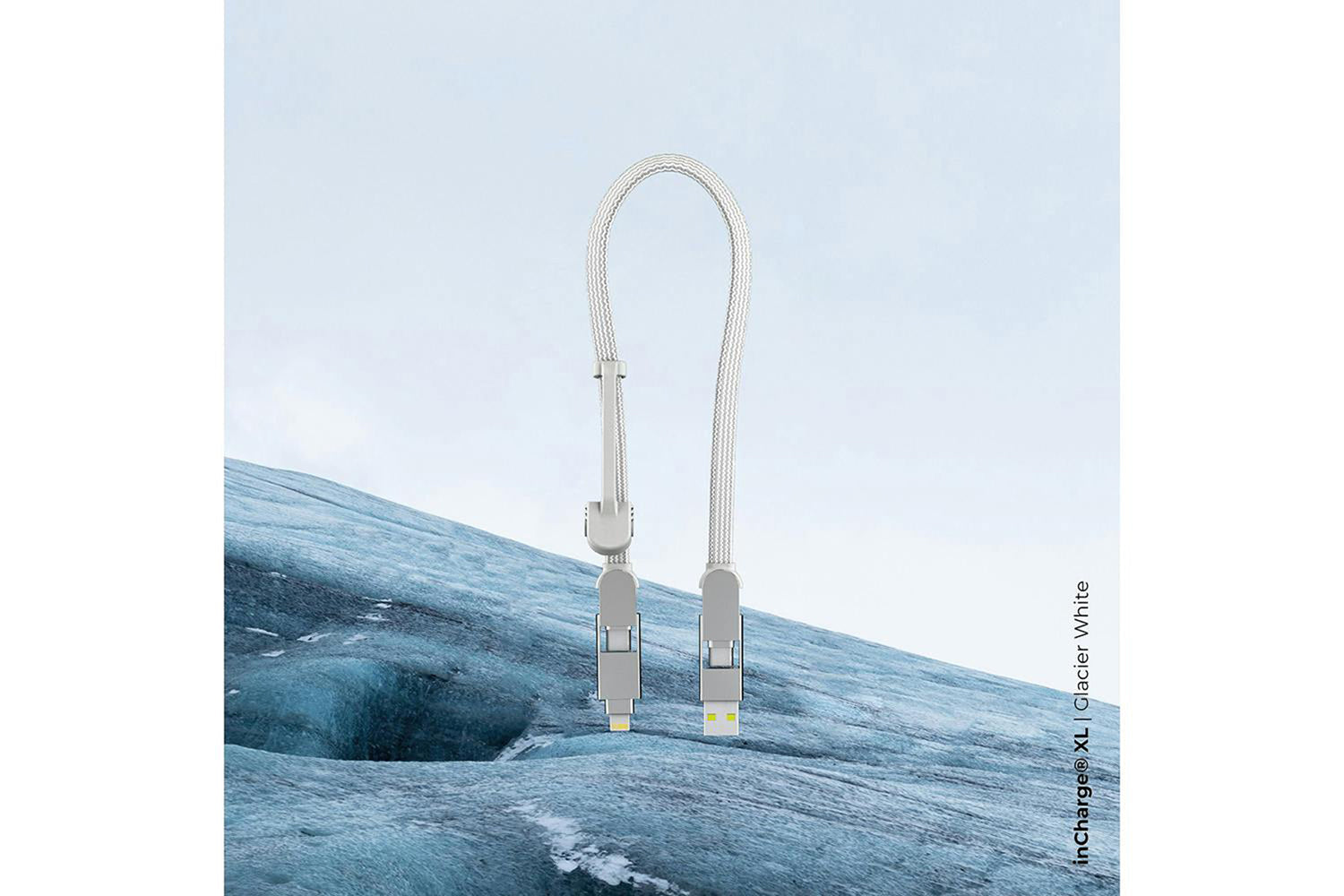 Rolling Square inCharge XL Cable | Glacier White | 0.3m-6