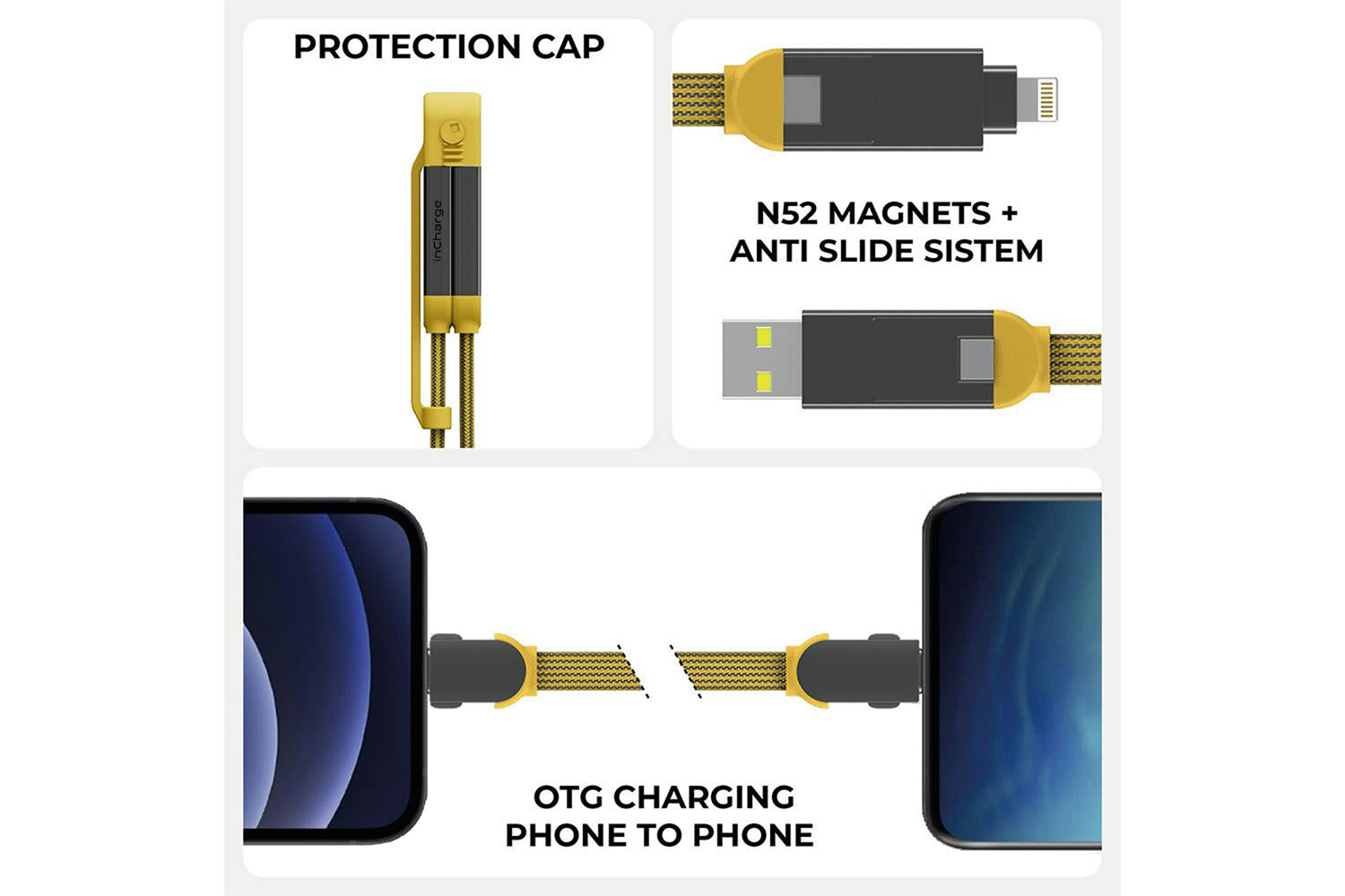 Rolling Square inCharge XL Cable | Summit Yellow | 0.3m-4