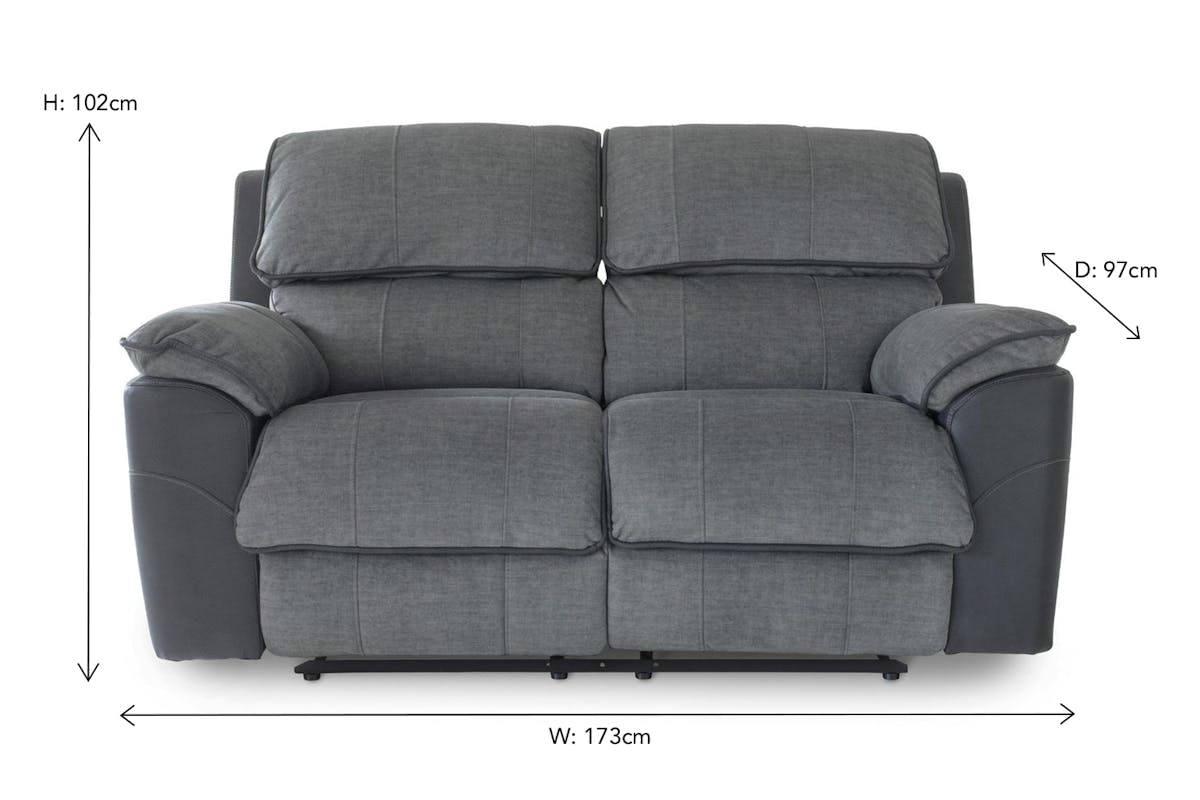 Potts 2 Seater Sofa | Manual Recliner | Grey-2