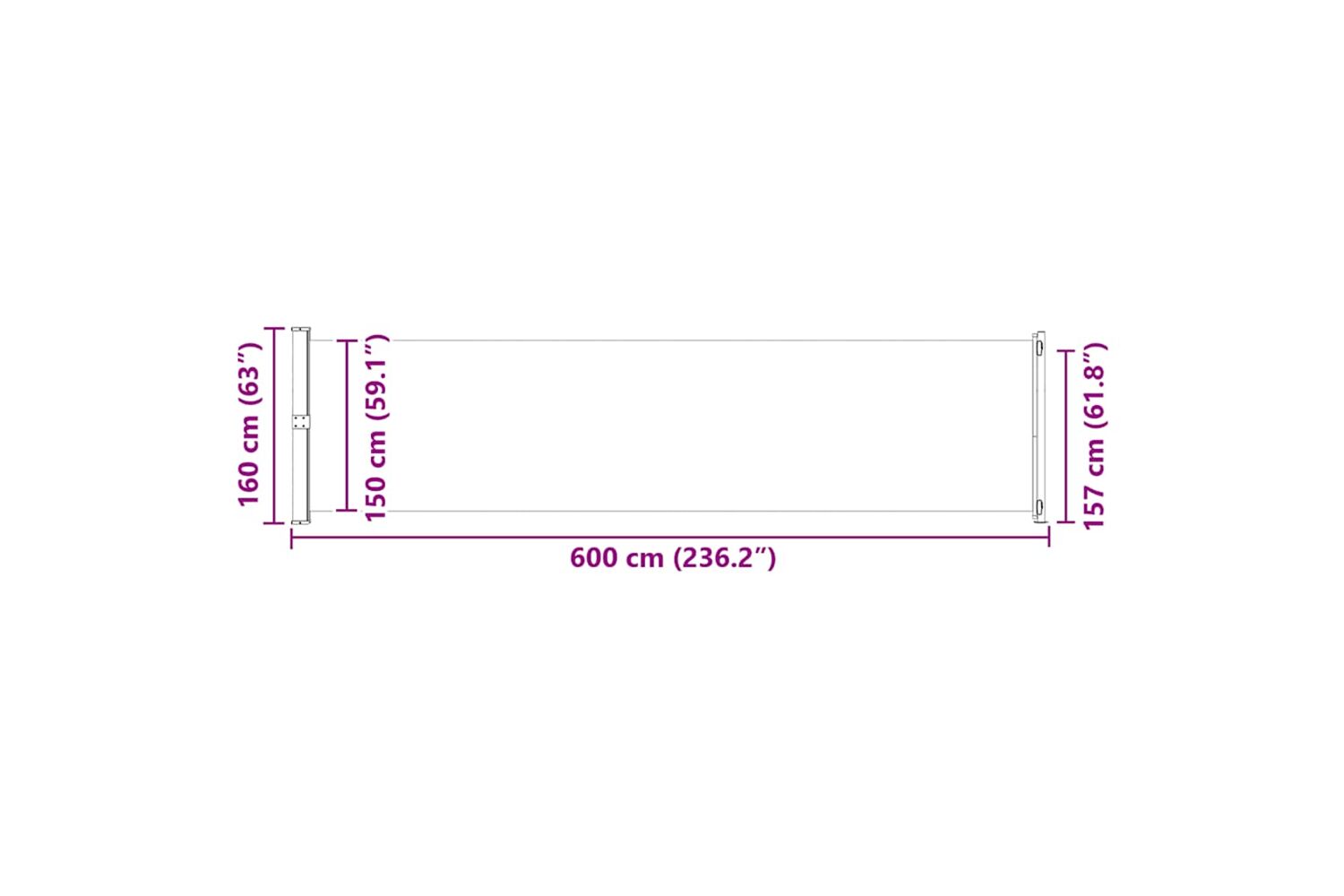 vidaXL Patio Retractable Side Awning 600x160cm Brown-9